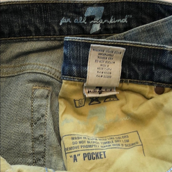 Men’s 7 for All Mankind Vintage Distressed ripped rugged studded A-pocket Jeans - Picture 8 of 8